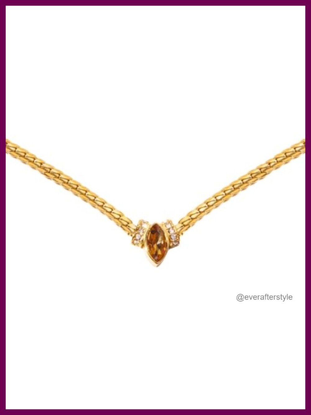 Golden Electroplated Snake Necklace Marquise Zircon Stainless Steel Layered